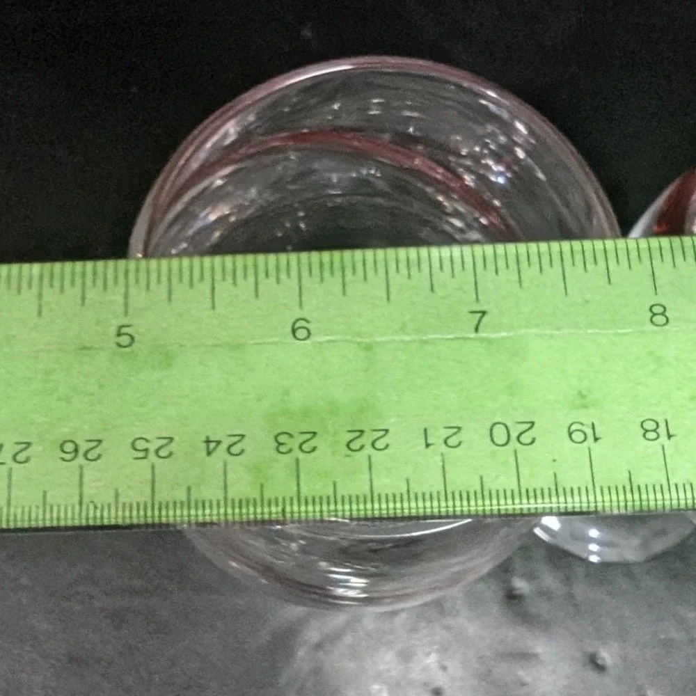 Pier 1 Red Swirline Wine Glasses, Set‎ Of 2, Vintage Clear Stemware, Replacement